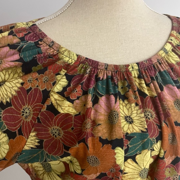 Nation LTD Los Angeles Floral Top Size Medium Popover Peasant Long Sleeve Boho - Picture 5 of 9